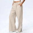 thumbnail image 3 of WMTBSRSW Women Linen Palazzo Pants Summer Lace Trim Boho Wide Leg Pant Side Split High Waist Casual Trousers Lightweight Beach Travel Vacation Outfits, 3 of 7