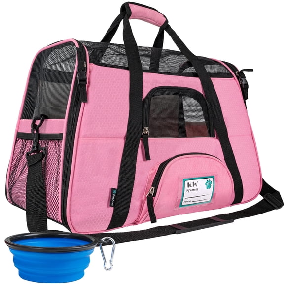 PetAmi Transportín para mascotas aprobado por la aerolínea para gatos, transportador de perros de lado suave para perros pequeños, suministros de viaje para gatos, accesorios para gatos de interior, b