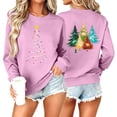 thumbnail image 2 of Taqqpue Women Christmas Sweatshirt Vintage Funny Xmas Tree Graphic Fleece Linend Pullovers Fall Winter Crewneck Oversized Long Sleeve Tops Ugly Christmas Sweater for Women, 2 of 7