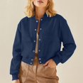 thumbnail image 2 of LWITHSZG Womens Cropped Jacket Casual Solid Button Down Coats Long Sleeve Going Out Tops Fall Winter Lightweight Outerwear with Pockets Size XXL, 2 of 10