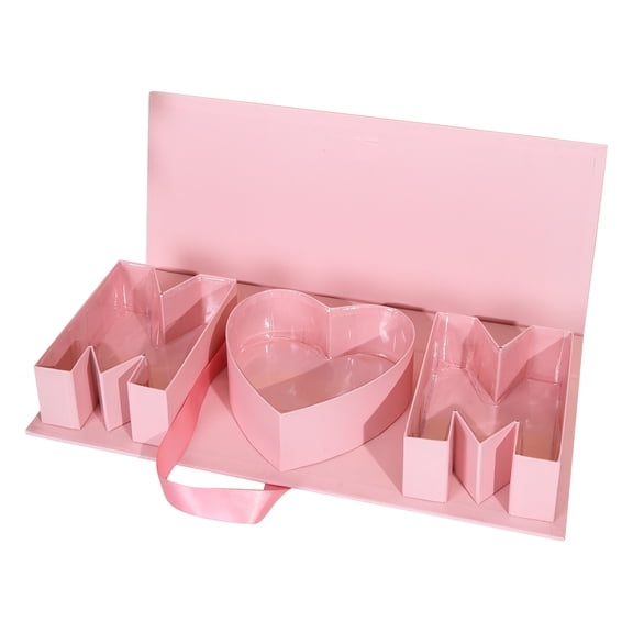 17.9" Fillable MOM Flower Box for Mother's Day, Luxury Cardboard Letter Gift Box for Chocolate and Jewelry, Empty Decorative Treat Display for Birthday and Anniversary