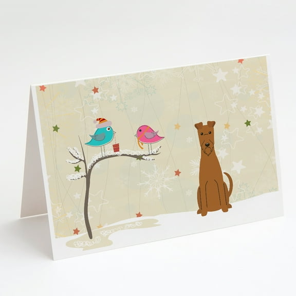 Christmas Presents between Friends Irish Terrier Greeting Cards and Envelopes Pack of 8