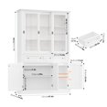 thumbnail image 3 of Homfa White Bookcase with Sliding Glass Doors, 73.5" Standard Bookcase with 2 Drawers, 5-tier Freestanding Storage Cabinet for Home Office Living Room, 3 of 7