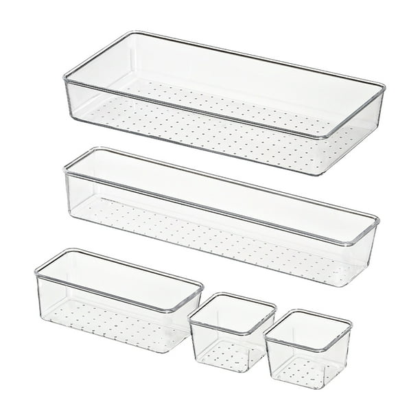 5 cajas organizadoras de cajones multiusos, bandejas de almacenamiento para cajones.