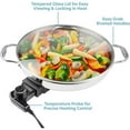 thumbnail image 3 of Electric Skillet - 18/10 Stainless Steel Frying Pan with Tempered Glass Lid and Handles, 12" Round, Adjustable Temperature Control Knob, Portable and Includes Recipe Guide, Great for Parties, 3 of 7