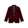 thumbnail image 3 of inhzoy Kids Boys Velvet Blazer Suit Jacket Gentleman Formal Jacket Outerwear,Sizes 4-16 Burgundy 4, 3 of 5