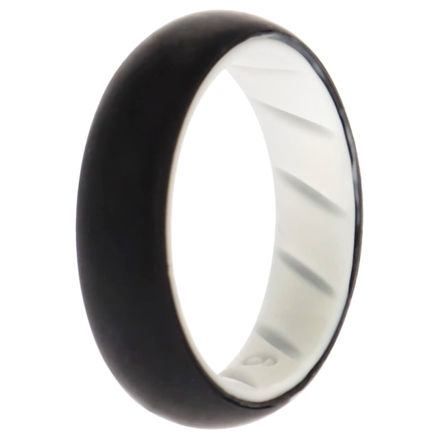 Anillo de boda BR sólido de silicona - Blanco-Negro de ROQ para mujer - Anillo de 6 mm