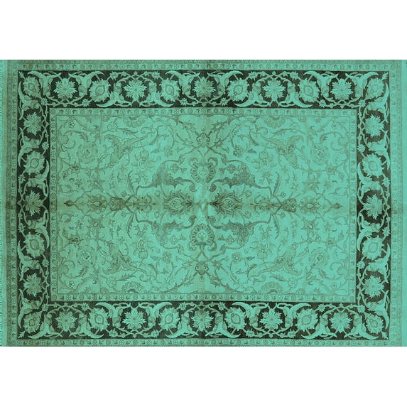 Ahgly Company Indoor Rectangle Oriental Turquoise Blue Traditional Area Rugs, 4' x 6'