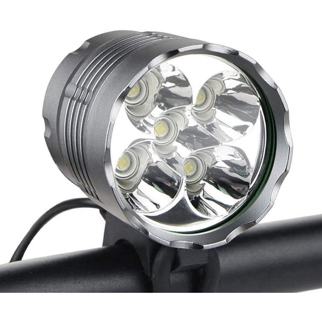Luces para bicicleta, 6000 lúmenes, 5 LED, luz delantera impermeable para bicicleta de montaña con batería recargable de 6400 mAh, 3 modos de luz delantera