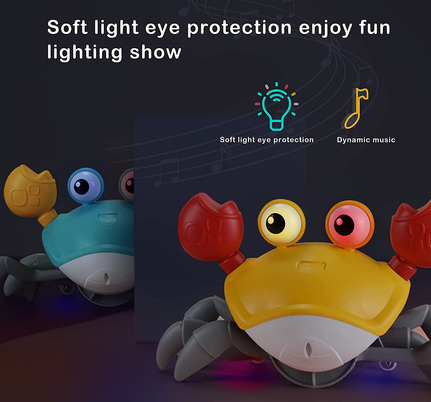 Interactive Toys with Sensor Obstacle Avoidance Function Rechargeable Crawling Toys with Music and Light Orange Fun Electronics for Kids 3 to 10 Years scientree Children's Induction Crab Toy 