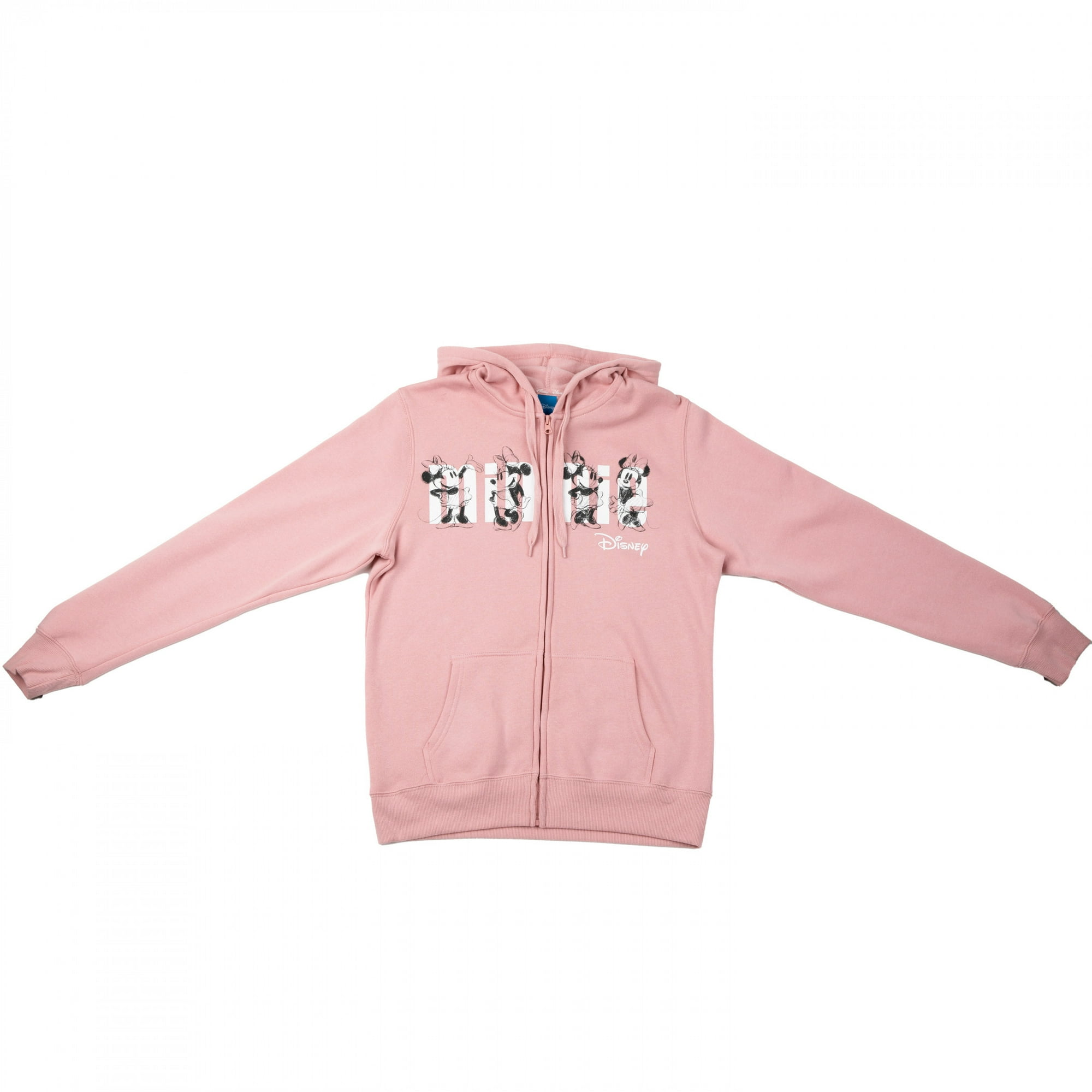Minnie Mouse Classic Sketches Dusty Rose Zip Up Hoodie Large