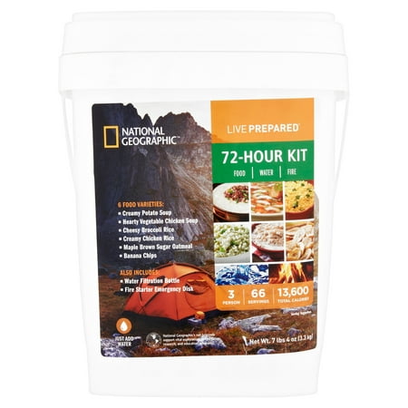 National Geographic Live Prepared Food, Water and Fire 72-Hour Kit, 7 lbs 4