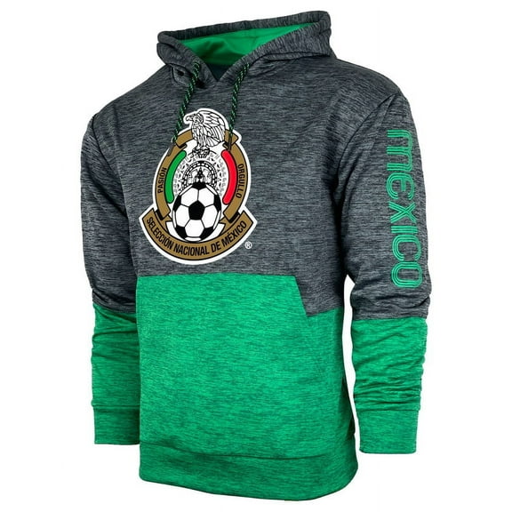 Icon Sports Mexico Soccer Hoodie, Gray Green, 100% Polyester, YS-XXL