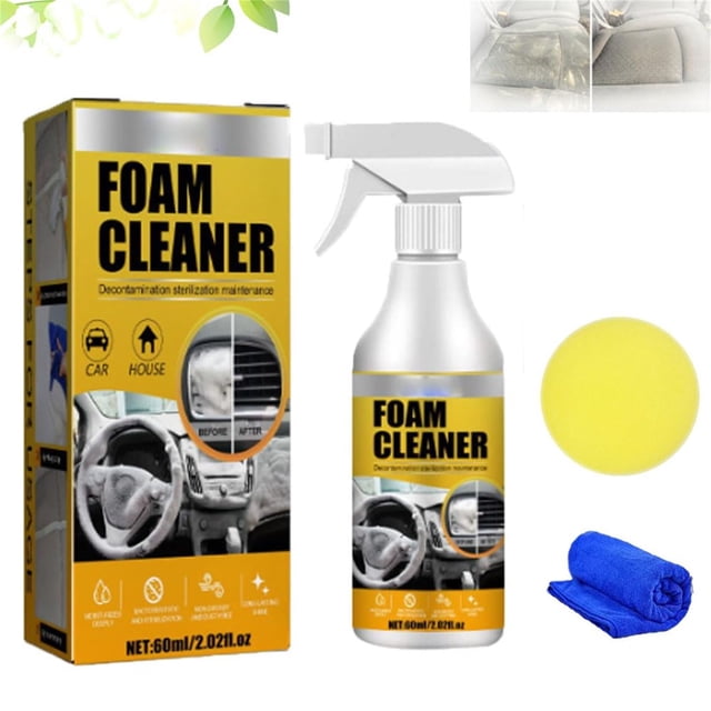 Limpiador de espuma para Interior de coche, descontaminación sin agua, asiento, techo, Panel de instrumentos, limpiador de espuma, 60ml