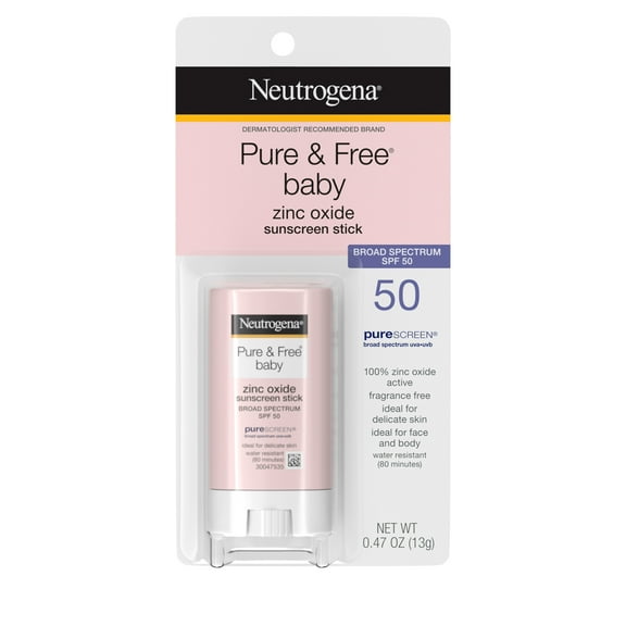 Neutrogena Pure & Free Baby Mineral Sunscreen Stick, SPF 50, 0.47 oz