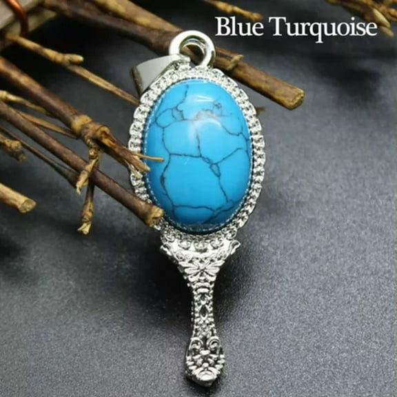 Natural Witch Magic Mirror Crystal Pendant Stone Quartz Reiki Gift for Necklace