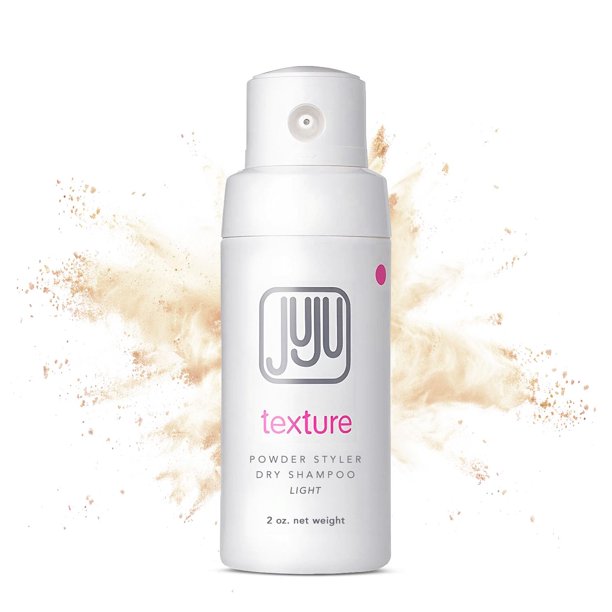 Juju Styling Texture Powder & Dry Shampoo Bomba en polvo 2 oz Powder Styler Dry Shampoo (ligero) - Polvo voluminizador natural para el cabello Champú seco absorbente de aceite Tamaño de viaje Cuidado