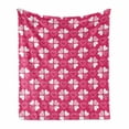 thumbnail image 1 of Romantic Soft Flannel Fleece Blanket, Continuous Hand Drawn Hearts as Clover Leaves Monochrome Valentine's Day, Cozy Plush for Indoor and Outdoor Use, 50" x 60", Hot Pink and White, by Ambesonne, 1 of 6