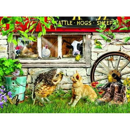 SUNSOUT INC - Owl and Pussycat - 1000 pc Jigsaw Puzzle by Artist: Lori Schory - Finished Size 20" x 27" - MPN# 35081