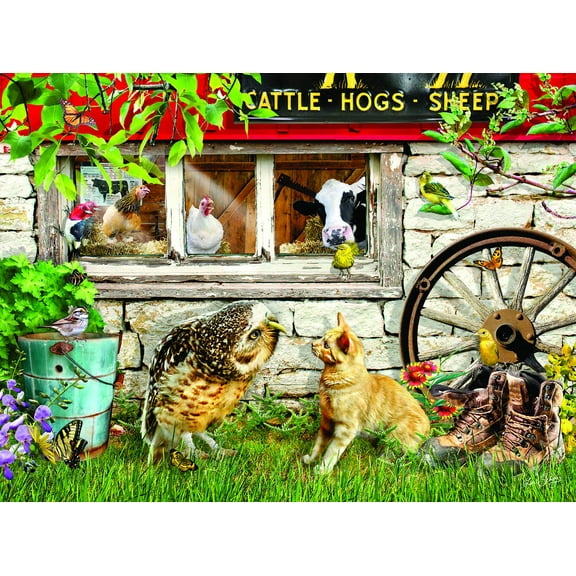 SUNSOUT INC - Owl and Pussycat - 1000 pc Jigsaw Puzzle by Artist: Lori Schory - Finished Size 20" x 27" - MPN# 35081