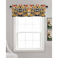thumbnail image 3 of Orange Yellow Black Botanical Kitchen Valances for Windows Farmhouse Linen Window Valance Curtain for Living Room Window Treatment Tropical Summer Wildflower Valance Rod Pocket Topper, 60 x 18 Inch, 3 of 6