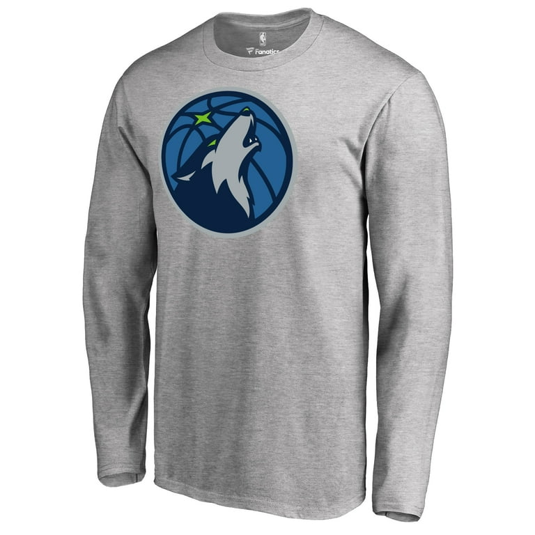 Men's Heather Gray Minnesota Timberwolves Primary Logo Long Sleeve