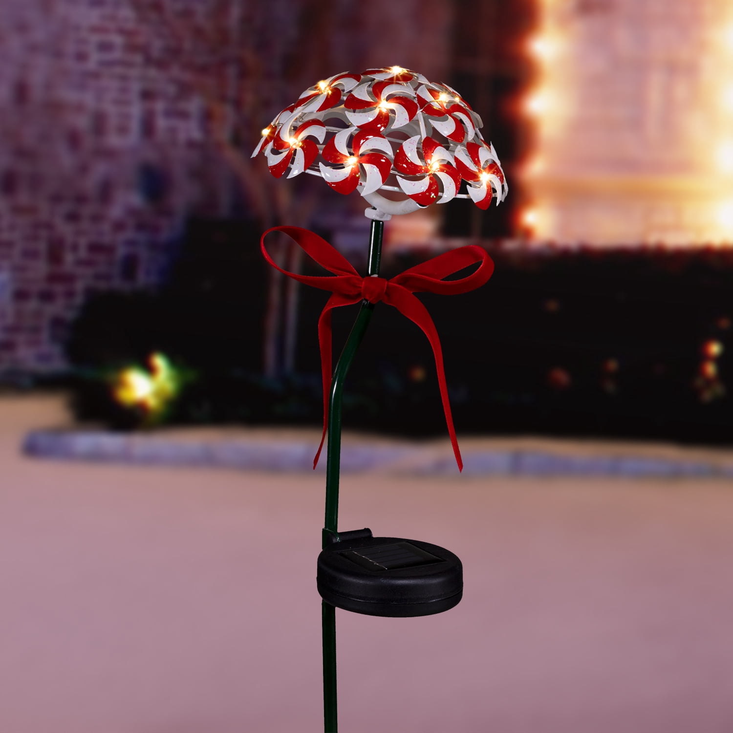 Alpine Corporation Solar Peppermint Candy Cane Pathway LED Lights, Set