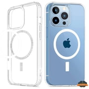 For Apple iPhone 14 Pro Max (6.7) Magnetic Case Compatible with Magsafe Wireless Charger & Card Wallet Transparent Phone Case Cover by Xpression - Clear