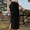 thumbnail image 5 of fatyb Cargo Skirts for Women Fashion High Waist Midi Denim Skirts Street Style Long Denim Skirt, 5 of 6