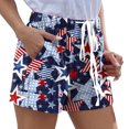 thumbnail image 3 of Charmgo Womens Shorts, Women Summer High Elastic Comfy 4th of July Shorts Drawstring Casual Elastic Waist Shorts with Pocketed Biker Shorts Women, Athletic Shorts for Women Navy XL, 3 of 7