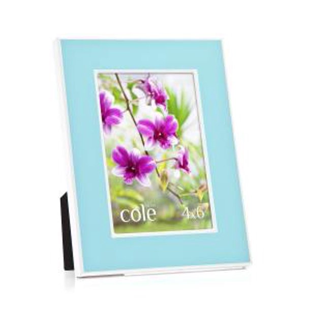 5x7 Powder Blue with White Border Modern Metal Picture Photo Frame