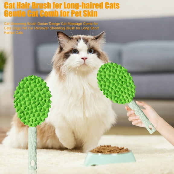 Bullpaw Cat Grooming Brush Durian Design Cat Massage Comb for Cats Dogs Pet Fur Remover Shedding Brush for Long Short Haired Cats