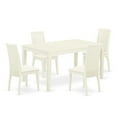 thumbnail image 2 of CAIP5-LWH-C Dinette Table and 4 Linen Fabric Dining Chair - Linen White Finish, 2 of 8