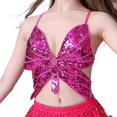 thumbnail image 2 of Top corto de mariposa con lentejuelas brillantes para mujer, traje de danza del vientre , camiseta sin mangas, ropa de baile, trajes, , Fernando  Top corto de lentejuelas, 2 of 8