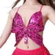 thumbnail image 1 of Top corto de mariposa con lentejuelas brillantes, camiseta sin mangas tribal para discoteca, ropa de baile, sujetador halter Rosa roja, 1 of 9