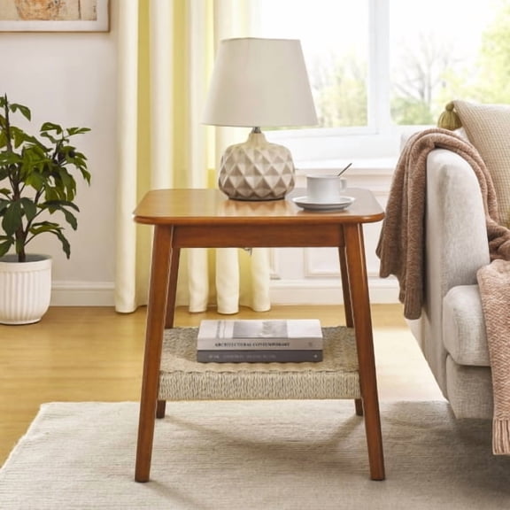 Dtwnek Side Table with Open Shelf, End Table for Living Room Bedroom Home Office