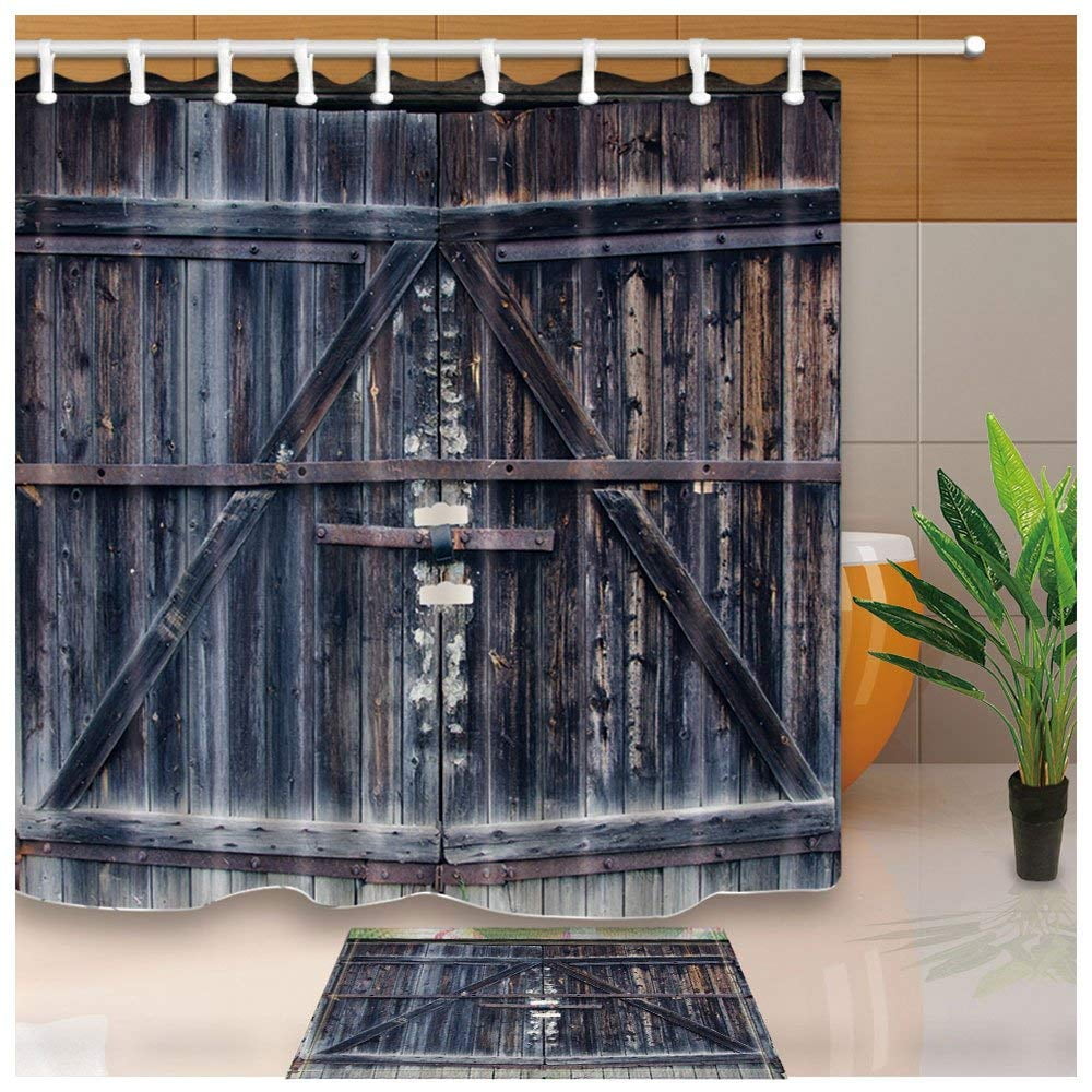 ARTJIA Grungy Wood Old Wooden Barn Door of Farmhouse Shower Curtain