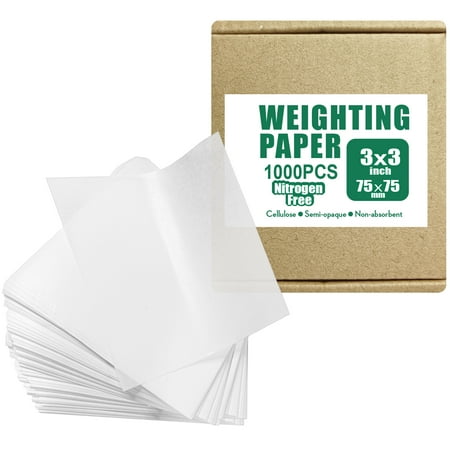 Cellulose Weighing Paper Sheet,Smooth Weigh Paper, Nitrogen Free,Non-Absorbing, High-Gloss,3"X3" 1000pcs