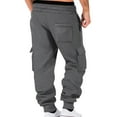 thumbnail image 6 of CLOISE Mens Sweatpants Big and Tall Elastic Bottom Dark Gray Active Cargo Pants Baggy Drawstring Elastic Waist Cozy Trousers Casual Heavyweight Solid Sweatpants with Pockets Fall Sweatpants M, 6 of 6