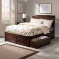 thumbnail image 1 of Portland Full Wood Platform Bed with Footboard and Storage Drawers in Walnut, 1 of 11