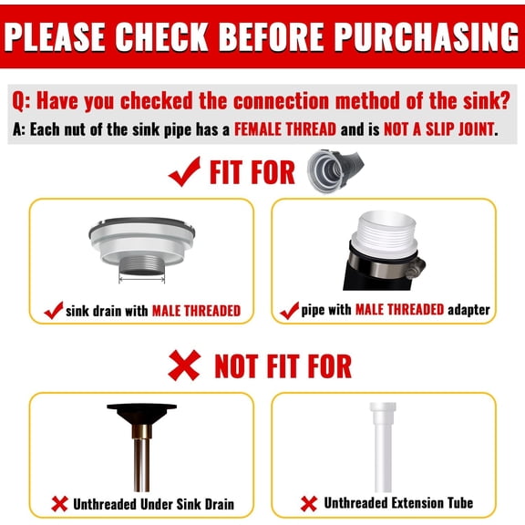 YNTVV-Double Sink Drain Pipe Kit, 1-1/2" Flexible Drain Pipe, 11"-31.5" Expandable Flexible P Trap for Double Kitchen Sink, 1-1/4" Adapter Included, Gray, 1 PACK