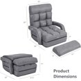 thumbnail image 3 of Hyxoo Folding Lazy Sofa Floor Chair, Indoor Chaise Lounger Bed with 6 Adjustable Position, Pillow Living Room Lounge Couch(Gray), 3 of 9