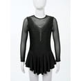 thumbnail image 3 of Doomiva Girls Rhinestone Mesh Spliced Figure Ice Skating Leotard Dress Ballet Tutu Dress Competition Costume A Black 8, 3 of 7