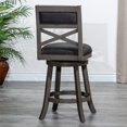 thumbnail image 4 of Cfowner 24" Counter Height X-Back Swivel Stool, Weathered Gray Finish, Charcoal Fabric Seat, 4 of 6