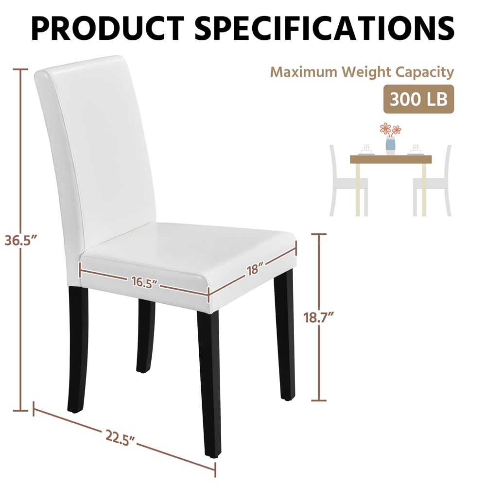 Yaheetech Faux Leather Dining Room Chairs with Rubberwood Legs, Set of 2, White