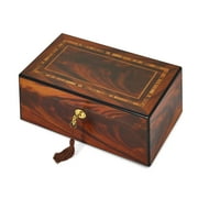 JERE COLLECTION Luxury Giftware by Jere Matte Finish Tiger Wood Veneer with Inlay Design Locking Wooden Jewelry Box QJJB353SP