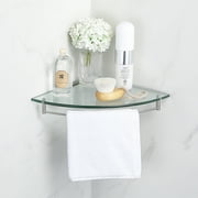 KES Glass Corner Shelf Triangle Shower Shelves Stainless Steel Wall Mount Brushed, 1 Shelf
