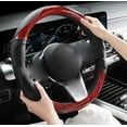 thumbnail image 3 of Sporty Woodgrain Steering Wheel Cover Leather Four Seasons Universal 15 Inch Soft Padded Breathable Anti-Slip Massage Grip, 3 of 7