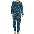thumbnail image 1 of Pijama de tiburón divertido, conjunto de pijama de 2 piezas con estampado de vida marina de manga larga para hombre, ropa de dormir romántica de gran tamaño con gráficos de otoño, 1 of 5