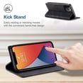 thumbnail image 4 of Case for iPhone 12/iPhone 12 Pro 6.1 inch, Retro Matte Protective Leather Case with RFID Blocking Viewing Stand  Closure TPU Shell Flip Cover - Black, 4 of 16